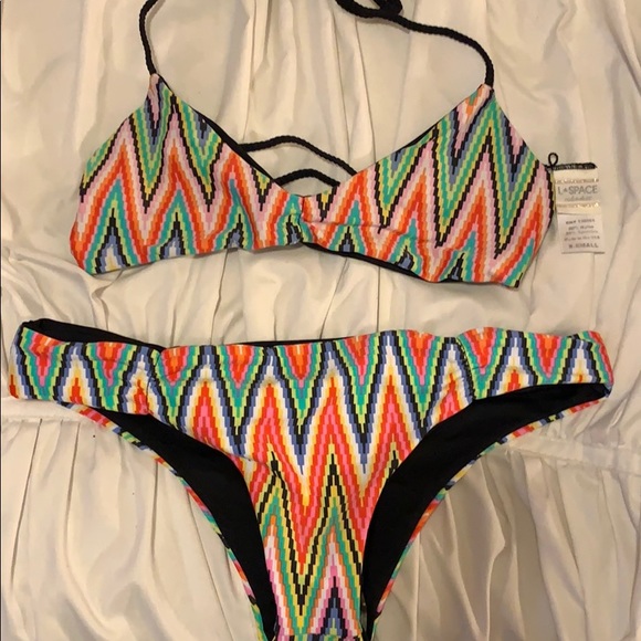 L Space Multi Color Print Bikini Set - Picture 1 of 3